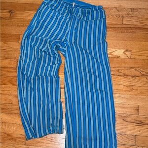 Free People Blue and Black Striped Wide Leg Pants